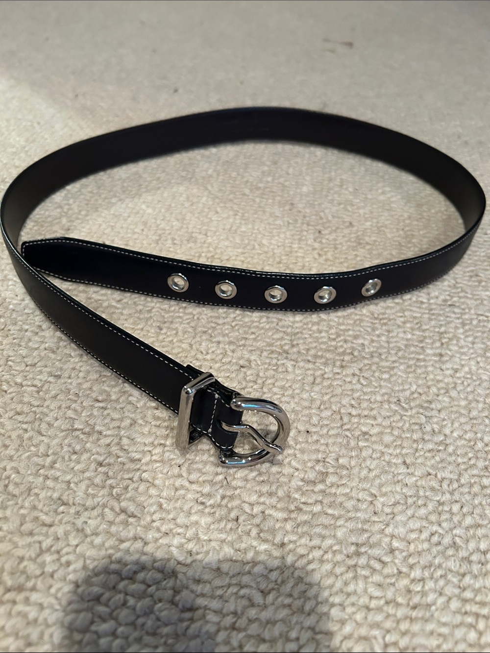 Coach Women’s Black Leather Belt with Silver Buckle size medium